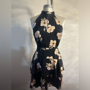 💙NWT BB Dakota navy blue floral halter ruffle dress size 4